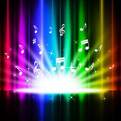 Image showing Rainbow Curtains Background Means Music Songs And Stage\r