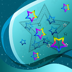 Image showing Green Stars Background Shows Colorful And Wavy\r