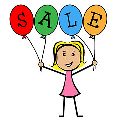 Image showing Sale Balloons Shows Young Woman And Kids