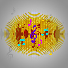 Image showing Yellow Music Background Means Discs Playing Or Tune\r