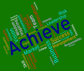 Image showing Achieve Words Represents Resolution Winner And Winning