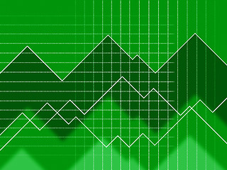 Image showing Green Spikes Background Means Grid Zigzags And Data\r