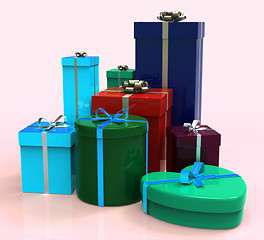 Image showing Celebration Giftboxes Shows Occasion Wrapped And Giving