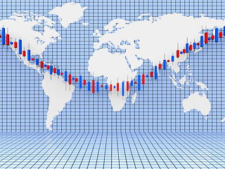 Image showing Stocks Graph Shows World Wide And Diagram