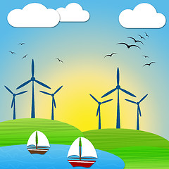 Image showing Wind Power Means Turbine Energy And Electric