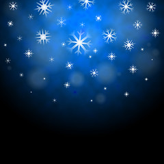 Image showing Snowflakes Blue Background Shows Frozen Shiny Stars\r