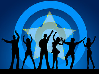 Image showing Disco Silhouette Indicates Dance Celebration And Persons