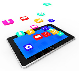 Image showing Social Media Tablet Indicates Application Software And Communication