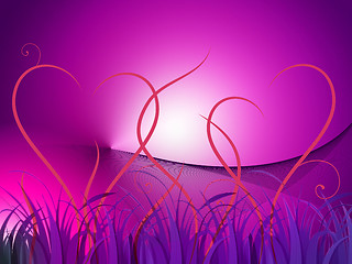 Image showing Grass Heart Background Shows Romantic Landscape Or Wallpaper\r