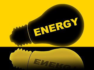Image showing Energy Lightbulb Shows Power Source And Advertisement
