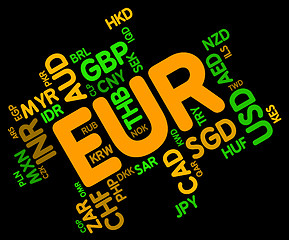 Image showing Euro Word Indicates Foreign Currency And Coin