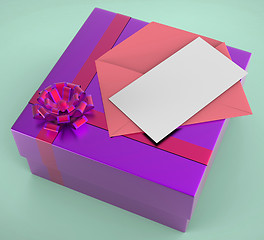 Image showing Gift Tag Shows Greeting Card And Box