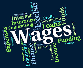 Image showing Wages Word Indicates Income Earn And Wordcloud