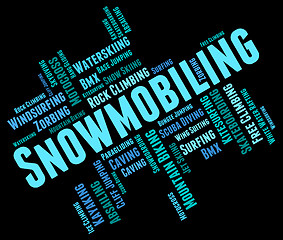 Image showing Snowmobiling Word Represents Winter Sports And Snowcross