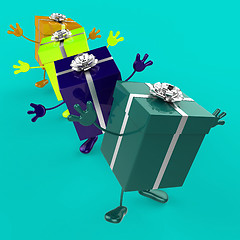 Image showing Celebration Giftboxes Indicates Fun Joy And Giving