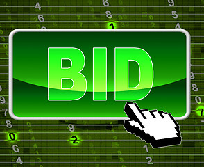 Image showing Bid Button Indicates World Wide Web And Auctioning
