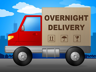 Image showing Overnight Delivery Represents Next Day And Courier