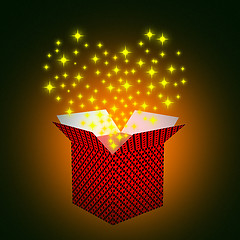 Image showing Heart Stars Represents Gift Box And Celebrate