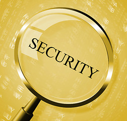Image showing Security Magnifier Indicates Magnifying Secured And Searches