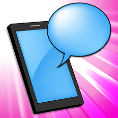 Image showing Mobile Phone Indicates Smartphone Online And Chatting
