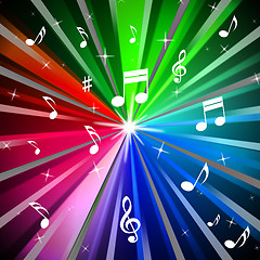 Image showing Colorful Music Background Means Beams Light And Songs\r