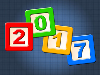 Image showing Twenty Seventeen Blocks Represents New Year And Annual