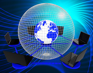 Image showing Global Computer Network Indicates Worldwide Planet And Processor