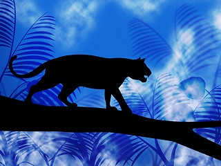 Image showing Tiger On Tree Indicates Jungle Animals And Cat