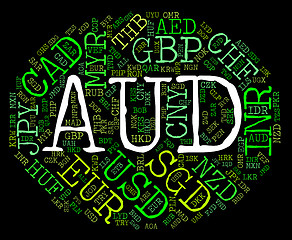 Image showing Aud Currency Means Worldwide Trading And Coinage