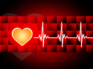 Image showing Red Heart Background Means Cardiac Rhythm And Cubes\r