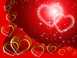 Image showing Twinkling Hearts Background Shows Lover And Fondness\r