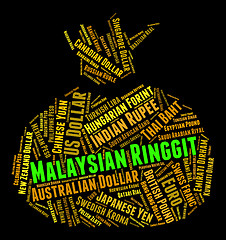 Image showing Malaysian Ringgit Represents Worldwide Trading And Banknotes