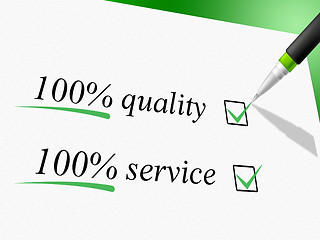 Image showing Quality And Service Represents Hundred Percent And Absolute