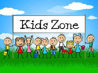 Image showing Kids Zone Banner Indicates Playing Playtime And Youngster