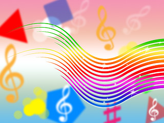 Image showing Rainbow Music Background Means Colorful Stripes And Sing\r