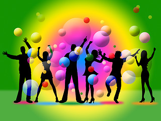 Image showing Disco Silhouette Indicates Togetherness Friends And Together