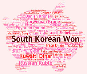 Image showing South Korean Won Shows Exchange Rate And Coin