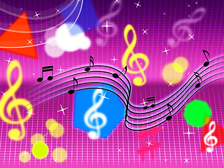 Image showing Music Background Shows Pop Rock And Instruments\r
