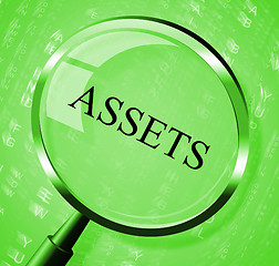 Image showing Assets Magnifier Shows Valuables Goods And Magnify