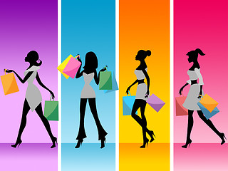 Image showing Women Shopping Shows Retail Sales And Adult