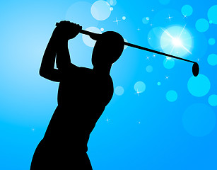 Image showing Golf Swing Represents Golfer Exercise And Golf-Club