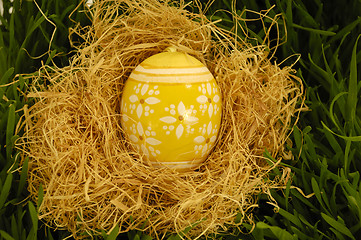 Image showing Painted easter egg in nest