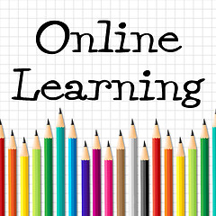 Image showing Online Learning Pencils Represents Web Site And Toddlers