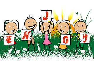 Image showing Kids Enjoy Indicates Childhood Joyful And Happiness