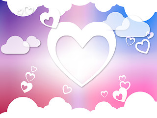 Image showing Hearts And Clouds Background Means Romantic Dreams And Feelings\r
