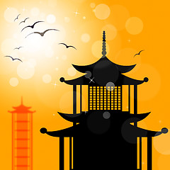 Image showing Pagoda Silhouette Indicates Religion Asia And Oriental
