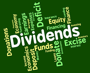 Image showing Dividends Word Shows Stock Market And Trading