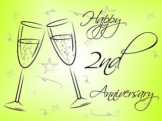 Image showing Happy Second Anniversary Shows Greeting Marriage And Salutation