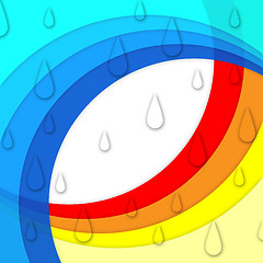 Image showing Colorful Curves Background Means Rainbow And Rain Drops\r