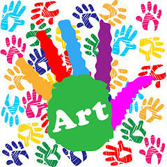 Image showing Art Handprint Shows Youths Painted And Colourful